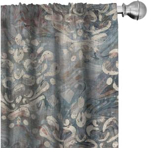 Ambesonne Ethnic Curtains, Watercolor Folk Floral Ornament Tie Dye Look on Creamy Neutral Backdrop, Window Treatments 2 Panel Set for Living Room Bedroom, Pair of – 28″ x 63″, Jade Green Plum Mustard(Grey Teal Pale Rust and Beige)
