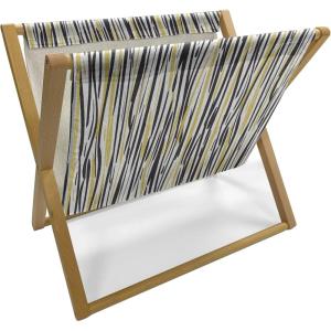 Ambesonne Modern Magazine and Book Holder, Vertical Black and White Brushstroke Stripes Background Valentines Themed Hearts, Floor Rack Decor for Interior of Home & Office, 22″ x 19″, Pale Coffee(Khaki Black and White)