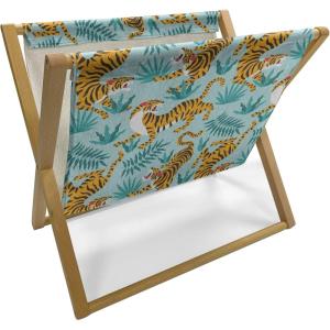Ambesonne Modern Magazine and Book Holder, Vertical Black and White Brushstroke Stripes Background Valentines Themed Hearts, Floor Rack Decor for Interior of Home & Office, 22″ x 19″, Pale Coffee(Pale Turquoise Marigold)