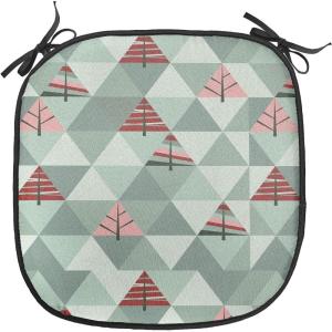Ambesonne Valentine Chair Seating Cushion Set of 4, Different Types of Heart Shapes Romance Love Theme Watercolor Striped Art, Anti-Slip Seat Padding for Kitchen & Patio, 16″x16″, Pink Black White(Coral and Reseda Green)
