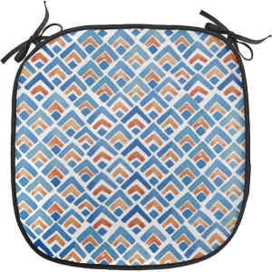 Ambesonne Valentine Chair Seating Cushion Set of 4, Different Types of Heart Shapes Romance Love Theme Watercolor Striped Art, Anti-Slip Seat Padding for Kitchen & Patio, 16″x16″, Pink Black White(Pale Blue Orange)