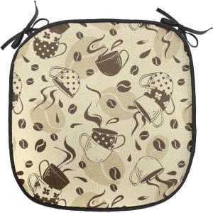 Ambesonne Valentine Chair Seating Cushion Set of 4, Different Types of Heart Shapes Romance Love Theme Watercolor Striped Art, Anti-Slip Seat Padding for Kitchen & Patio, 16″x16″, Pink Black White(Cream and Brown)