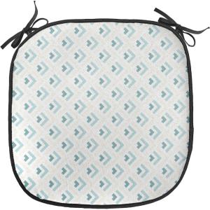 Ambesonne Valentine Chair Seating Cushion Set of 4, Different Types of Heart Shapes Romance Love Theme Watercolor Striped Art, Anti-Slip Seat Padding for Kitchen & Patio, 16″x16″, Pink Black White(Pale Peach Turquoise)