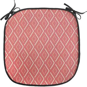 Ambesonne Valentine Chair Seating Cushion Set of 4, Different Types of Heart Shapes Romance Love Theme Watercolor Striped Art, Anti-Slip Seat Padding for Kitchen & Patio, 16″x16″, Pink Black White(Coral Cream Salmon)