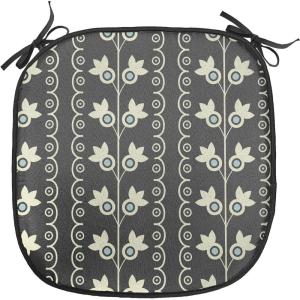 Ambesonne Valentine Chair Seating Cushion Set of 4, Different Types of Heart Shapes Romance Love Theme Watercolor Striped Art, Anti-Slip Seat Padding for Kitchen & Patio, 16″x16″, Pink Black White(Black Pale Blue Cream)