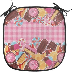 Ambesonne Valentine Chair Seating Cushion Set of 4, Different Types of Heart Shapes Romance Love Theme Watercolor Striped Art, Anti-Slip Seat Padding for Kitchen & Patio, 16″x16″, Pink Black White(Brown Pale Pink)