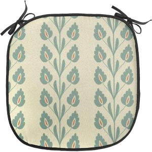 Ambesonne Valentine Chair Seating Cushion Set of 4, Different Types of Heart Shapes Romance Love Theme Watercolor Striped Art, Anti-Slip Seat Padding for Kitchen & Patio, 16″x16″, Pink Black White(Jade Green Orange)