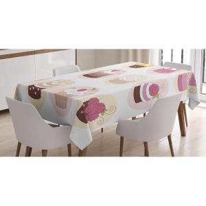 Ambesonne Valentine Tablecloth, Heart Shaped Lollipops Candies with Spirals Romantic Love Theme Pattern, Dining Room Kitchen Rectangular Table Cover, 52″ X 70″, Pink Purple(Pink Cream)