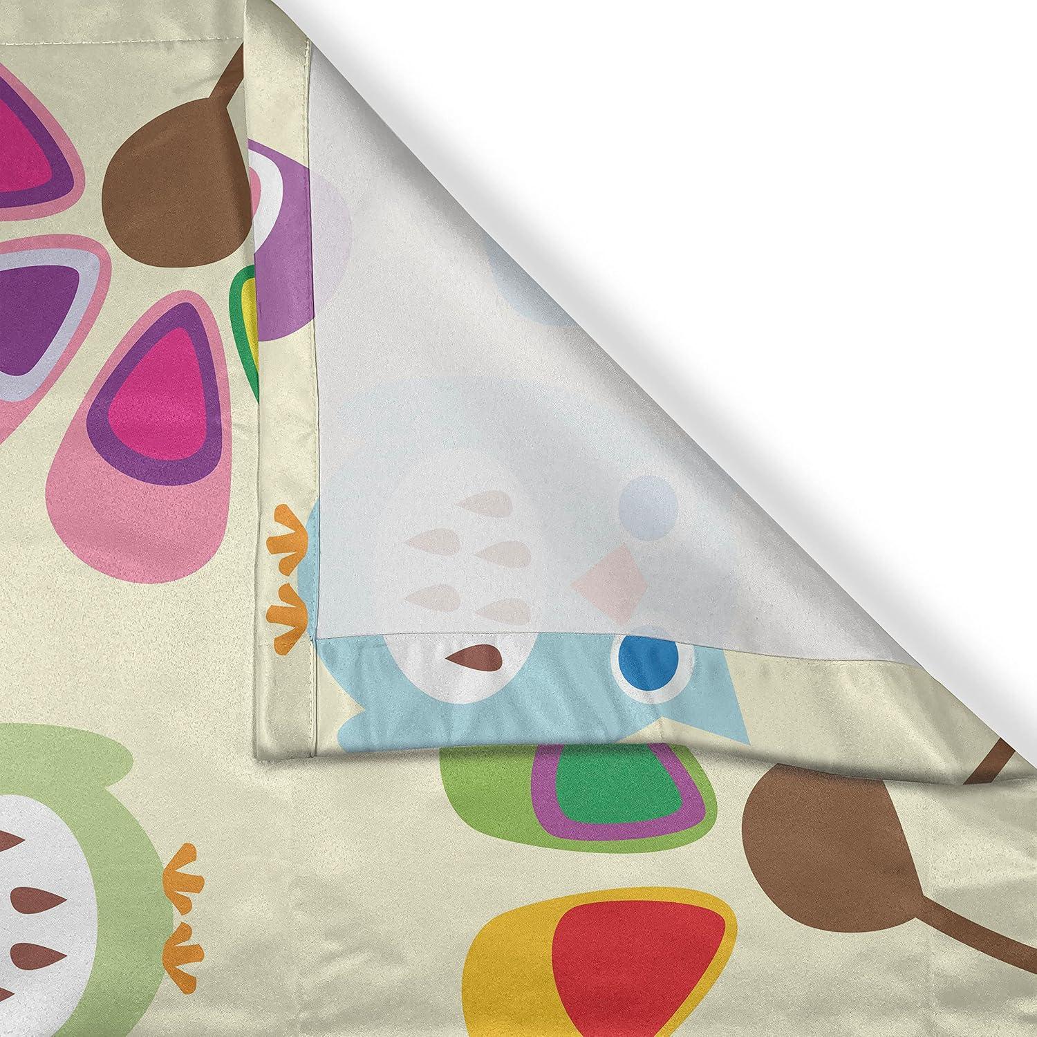 imageAmbesonne Cartoon Kitchen Curtains Design Owls with Flowers Leaves Branches Design for Kid Nursery Room Landscape Window Drapes 2 Panel Set for Kitchen Cafe Decor 55 x 39 Pastel Beige