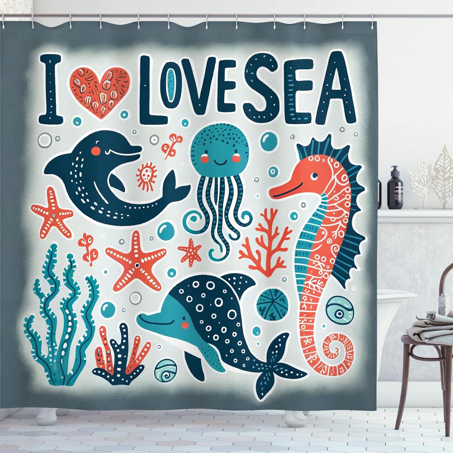 imageAmbesonne Cartoon Stall Shower Curtain Happy Rubber Duck and Bubbles Pattern Theme Art Fabric Bathroom Decor Set with Hooks 36 W x 72 L Yellow AquaBlue Coral Coconut