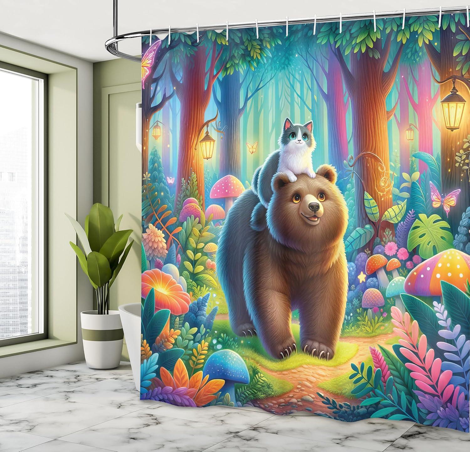 imageAmbesonne Cartoon Stall Shower Curtain Happy Rubber Duck and Bubbles Pattern Theme Art Fabric Bathroom Decor Set with Hooks 36 W x 72 L Yellow AquaCaramel Multicolor