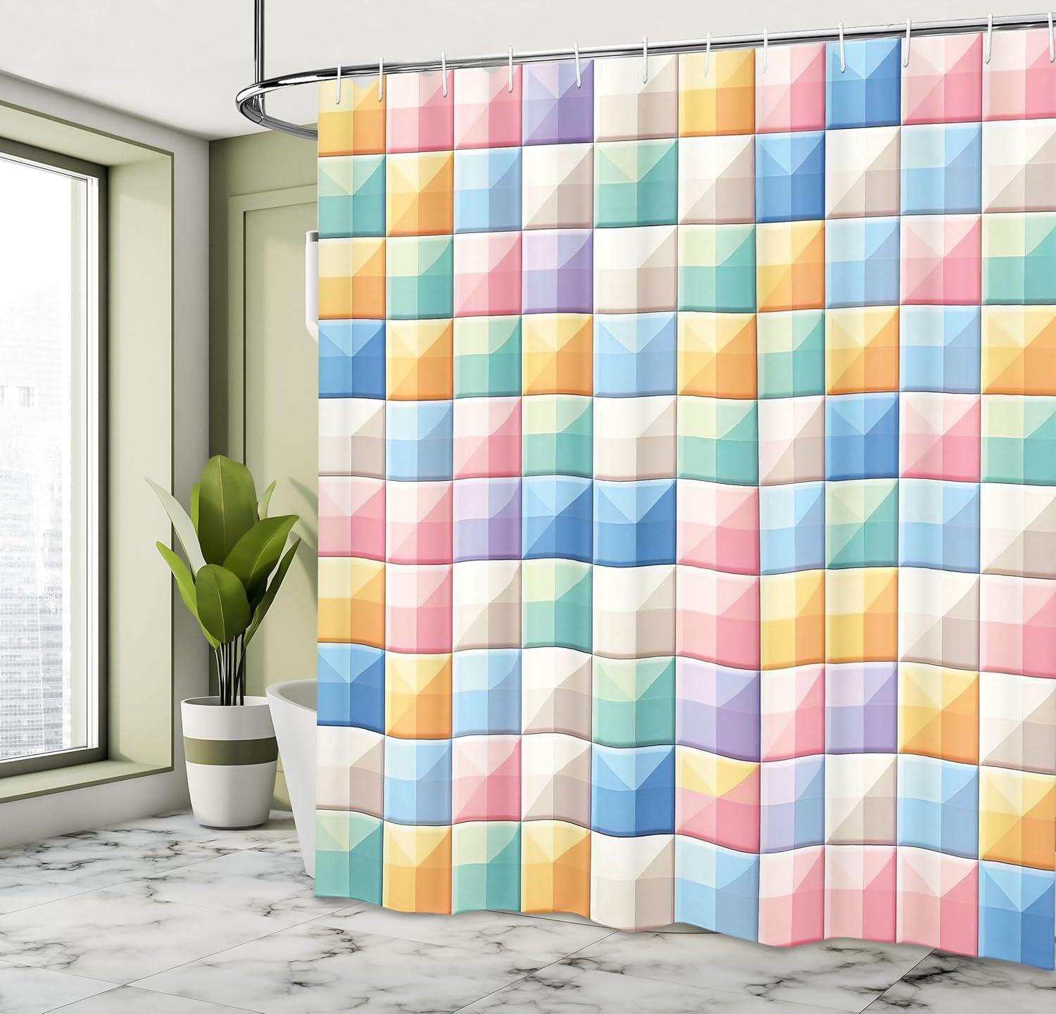 imageAmbesonne Cartoon Stall Shower Curtain Happy Rubber Duck and Bubbles Pattern Theme Art Fabric Bathroom Decor Set with Hooks 36 W x 72 L Yellow AquaMulti Color