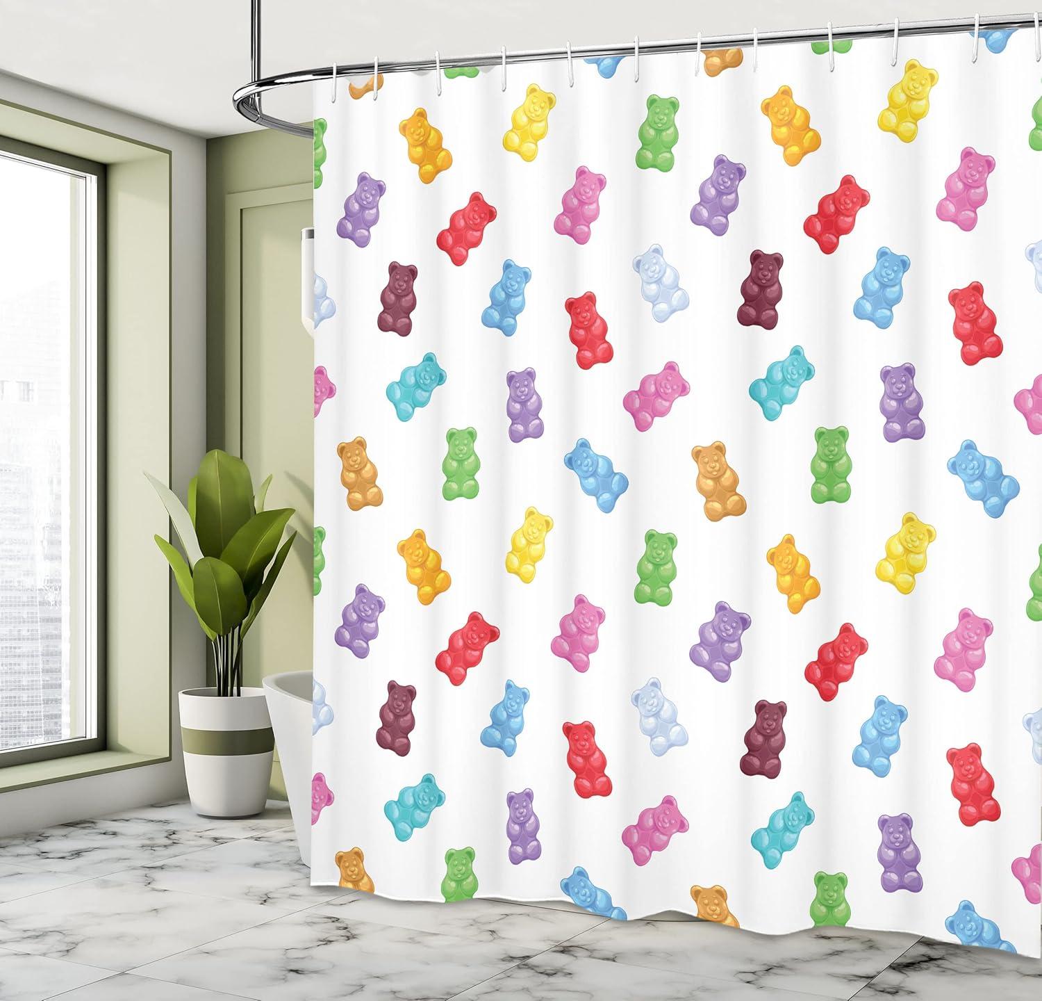 imageAmbesonne Cartoon Stall Shower Curtain Happy Rubber Duck and Bubbles Pattern Theme Art Fabric Bathroom Decor Set with Hooks 36 W x 72 L Yellow AquaPastel Yellow
