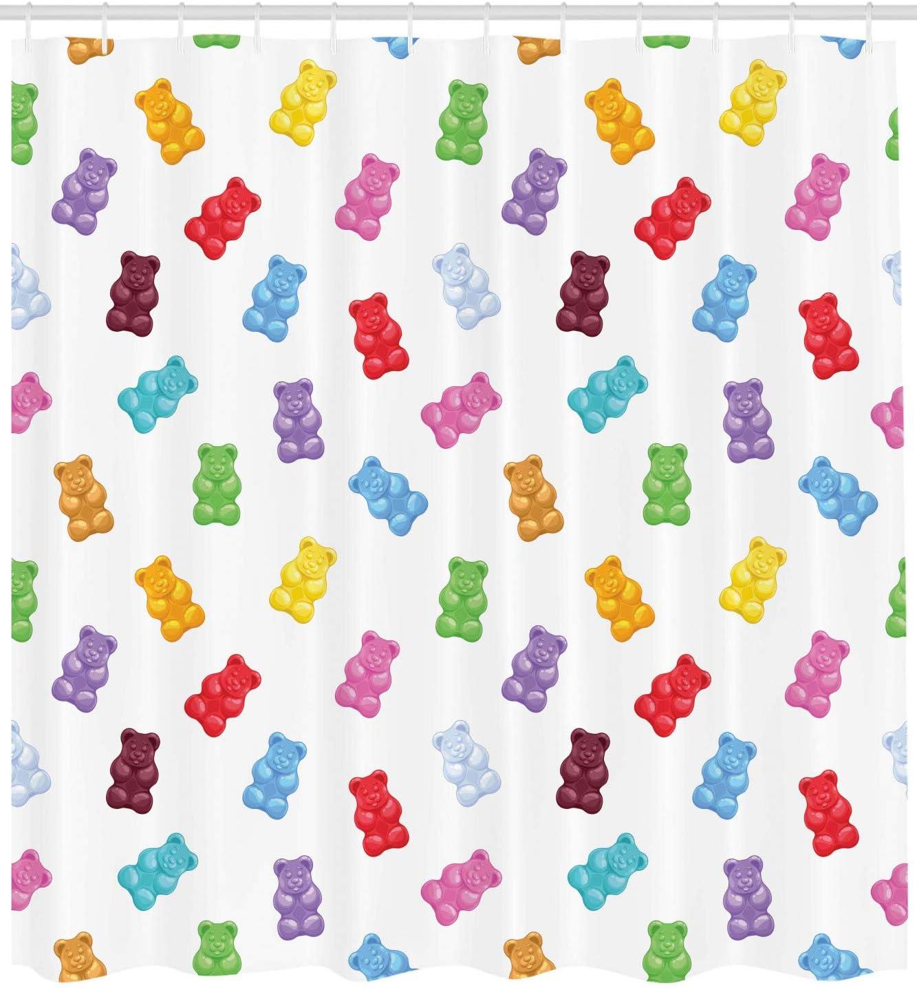 imageAmbesonne Cartoon Stall Shower Curtain Happy Rubber Duck and Bubbles Pattern Theme Art Fabric Bathroom Decor Set with Hooks 36 W x 72 L Yellow AquaPastel Yellow
