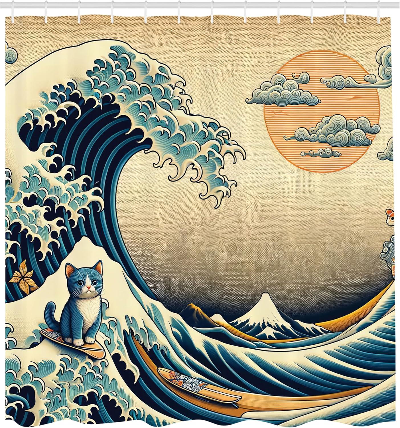 imageAmbesonne Cartoon Stall Shower Curtain Happy Rubber Duck and Bubbles Pattern Theme Art Fabric Bathroom Decor Set with Hooks 36 W x 72 L Yellow AquaSand Brown Sea Blue