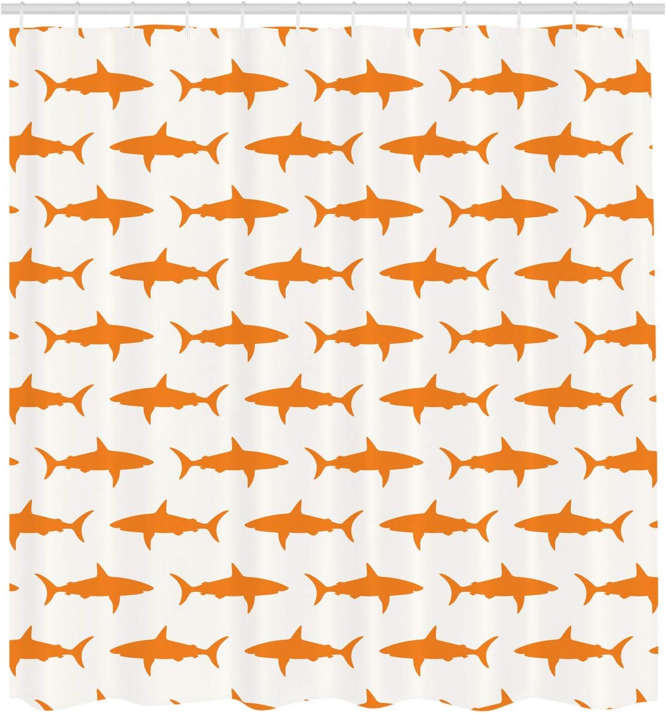 imageAmbesonne Halloween Shower Curtain Spiders Hanging from Their Traps Horror Inspired Design Grayscale Cartoon Cloth Fabric Bathroom Decor Set with Hooks 69 W x 70 L Charcoal Grey WhiteOrange White