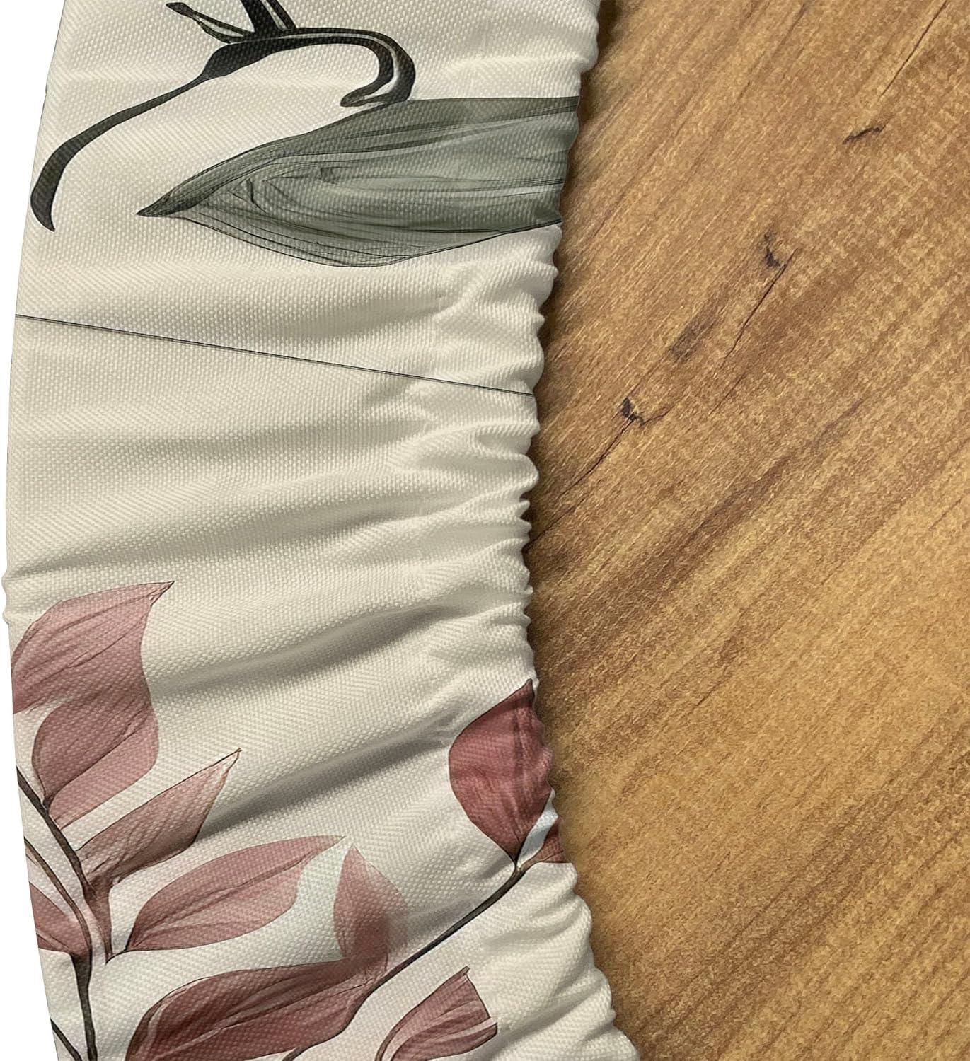 imageAmbesonne Ice Cream Fitted Round Tablecloth Delicate Pattern of Colorful Design Dots and Hearts on Plain Back Cartoon All Around Elastic Fabric Table Cover 40 44 Diameter Pink Blue ApricotLaurel Green Rose Beige