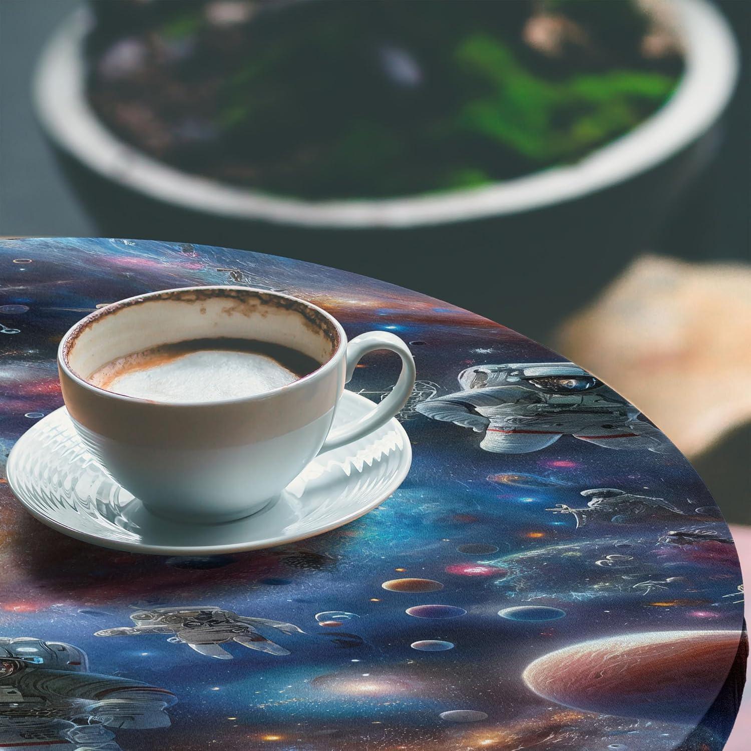 imageAmbesonne Ice Cream Fitted Round Tablecloth Delicate Pattern of Colorful Design Dots and Hearts on Plain Back Cartoon All Around Elastic Fabric Table Cover 40 44 Diameter Pink Blue ApricotBlue Indigo Multicolor