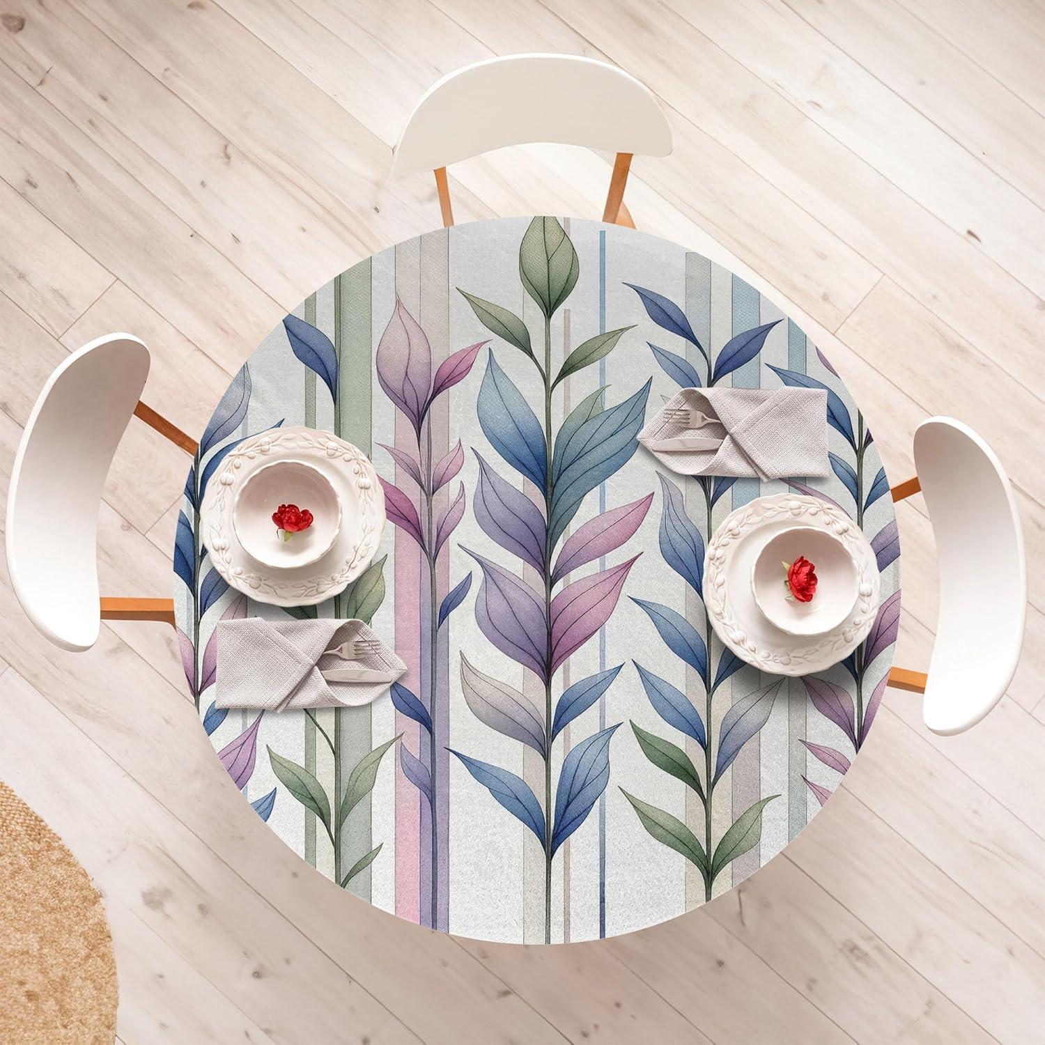 imageAmbesonne Ice Cream Fitted Round Tablecloth Delicate Pattern of Colorful Design Dots and Hearts on Plain Back Cartoon All Around Elastic Fabric Table Cover 40 44 Diameter Pink Blue ApricotBlue Lavender Green