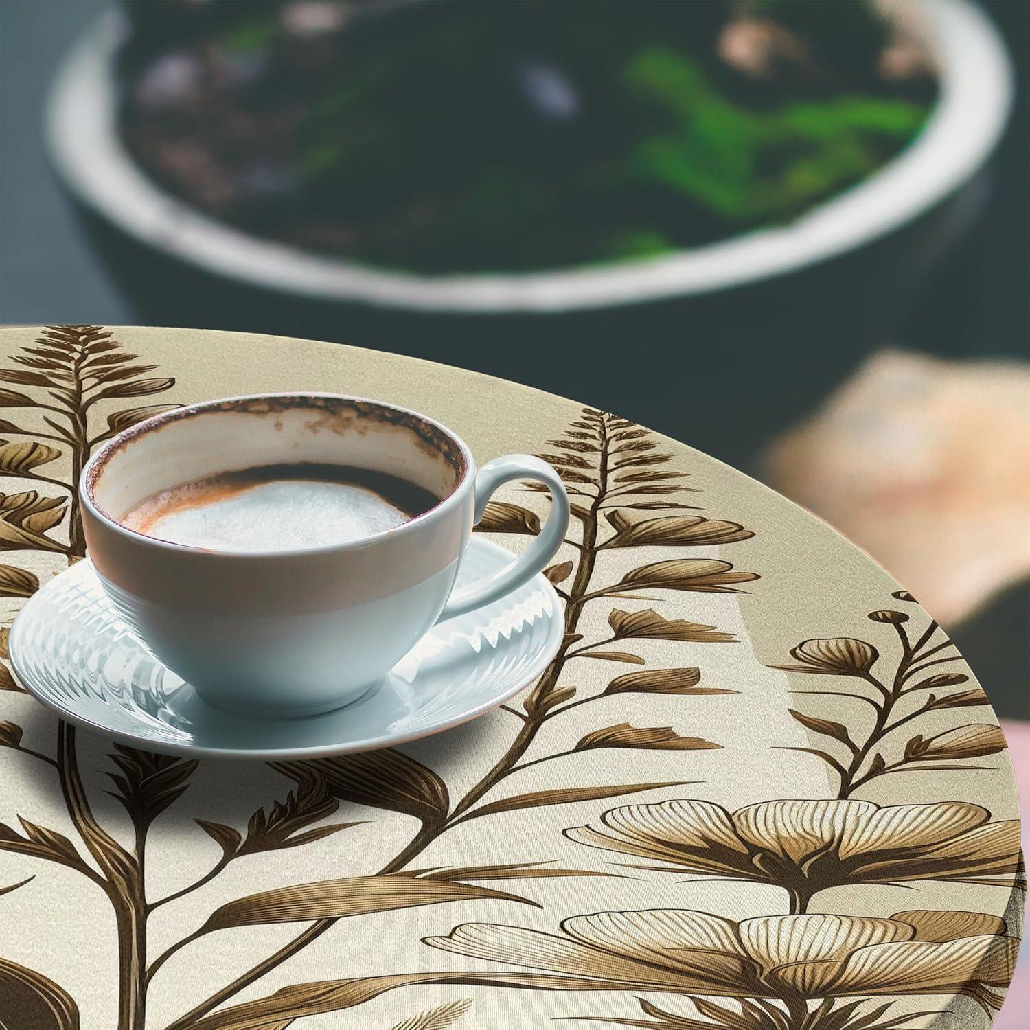 imageAmbesonne Ice Cream Fitted Round Tablecloth Delicate Pattern of Colorful Design Dots and Hearts on Plain Back Cartoon All Around Elastic Fabric Table Cover 40 44 Diameter Pink Blue ApricotTan Brown Cocoa