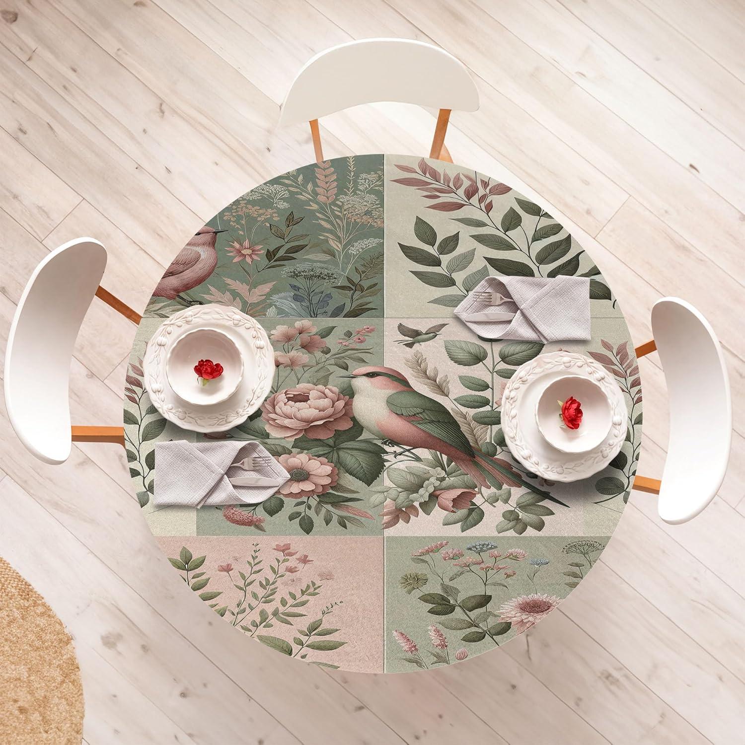 imageAmbesonne Ice Cream Fitted Round Tablecloth Delicate Pattern of Colorful Design Dots and Hearts on Plain Back Cartoon All Around Elastic Fabric Table Cover 40 44 Diameter Pink Blue ApricotLaurel Green Rose Beige