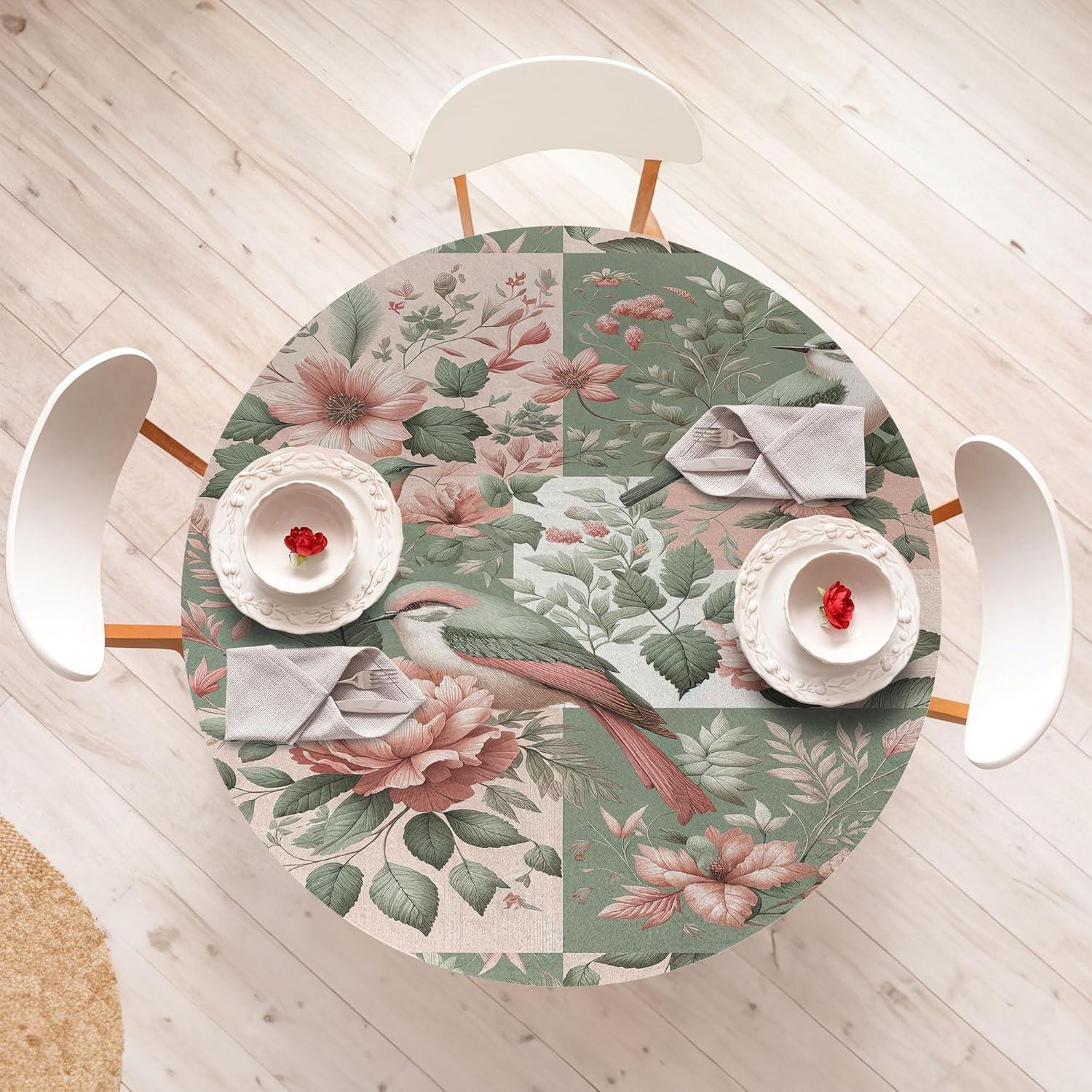imageAmbesonne Ice Cream Fitted Round Tablecloth Delicate Pattern of Colorful Design Dots and Hearts on Plain Back Cartoon All Around Elastic Fabric Table Cover 40 44 Diameter Pink Blue ApricotLaurel Green Blush White