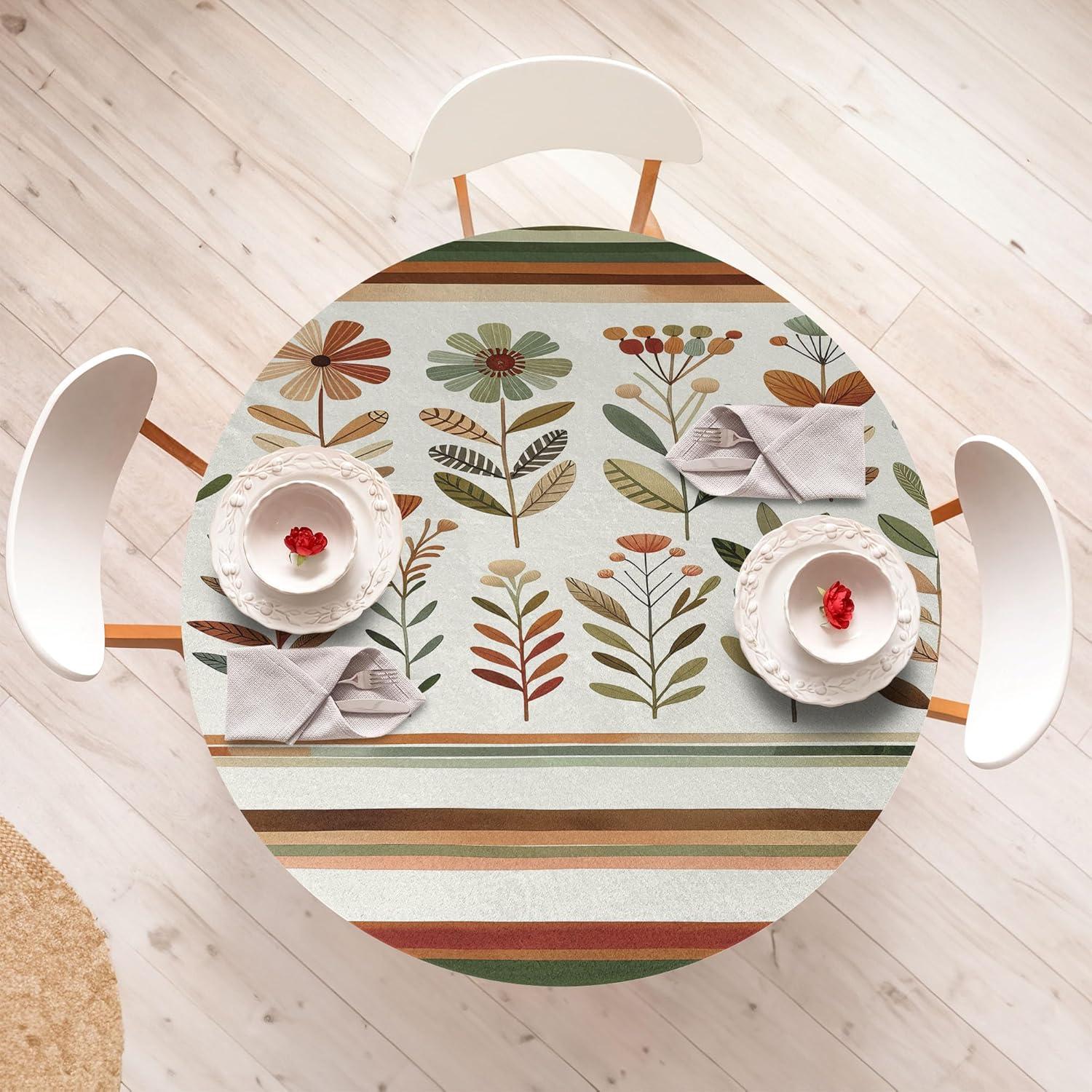 imageAmbesonne Ice Cream Fitted Round Tablecloth Delicate Pattern of Colorful Design Dots and Hearts on Plain Back Cartoon All Around Elastic Fabric Table Cover 40 44 Diameter Pink Blue ApricotOlive Green Cinnamon
