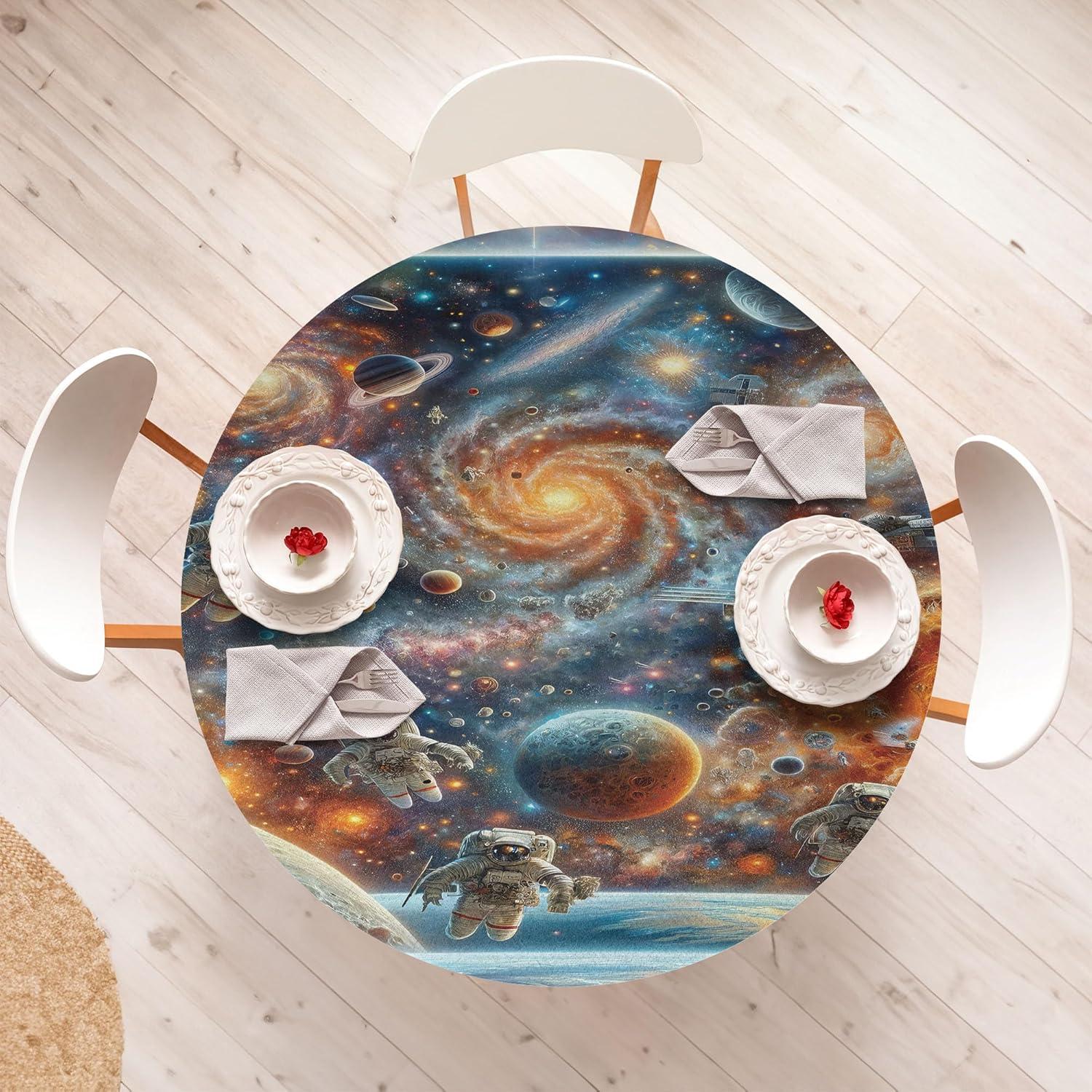 imageAmbesonne Ice Cream Fitted Round Tablecloth Delicate Pattern of Colorful Design Dots and Hearts on Plain Back Cartoon All Around Elastic Fabric Table Cover 40 44 Diameter Pink Blue ApricotVermilion Blue Indigo