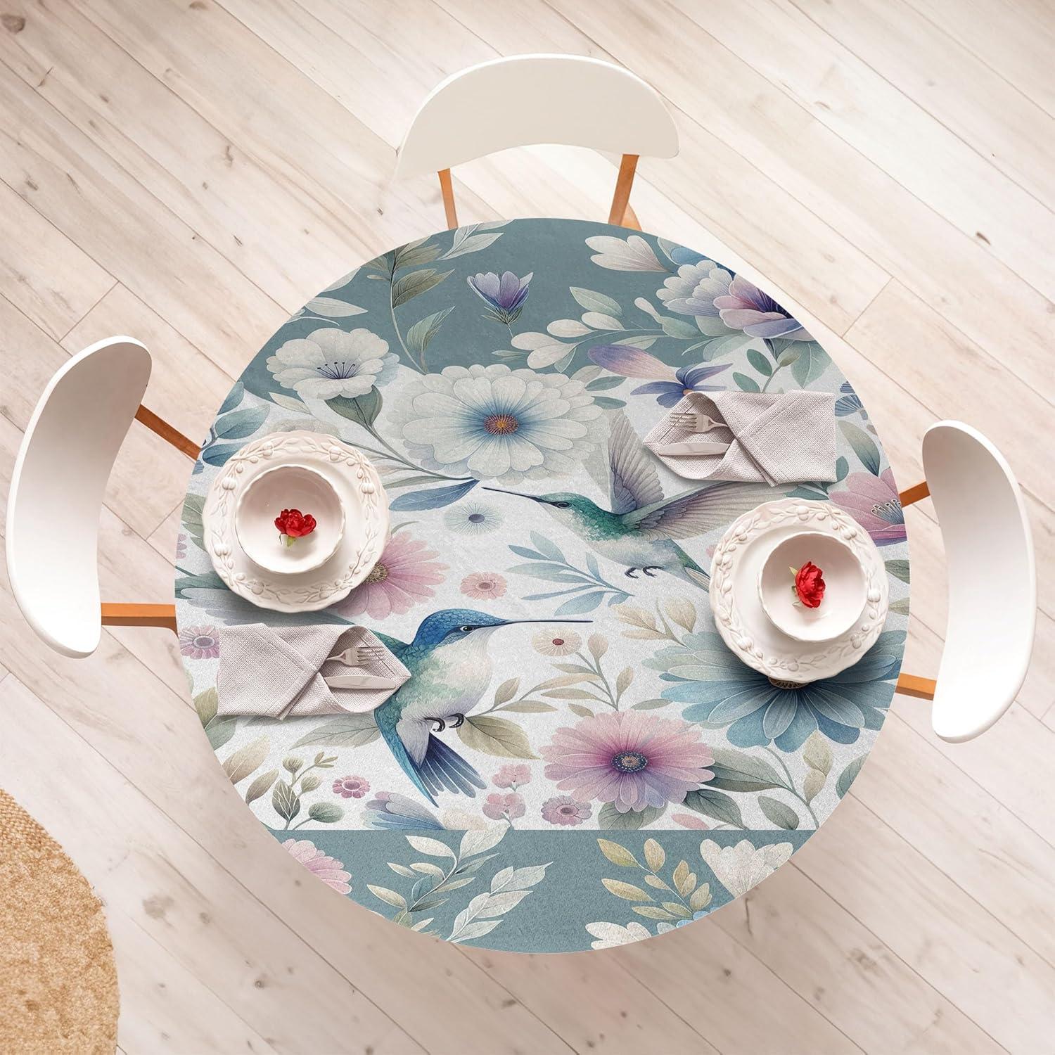 imageAmbesonne Ice Cream Fitted Round Tablecloth Delicate Pattern of Colorful Design Dots and Hearts on Plain Back Cartoon All Around Elastic Fabric Table Cover 40 44 Diameter Pink Blue ApricotDark Sea Green Blush Teal