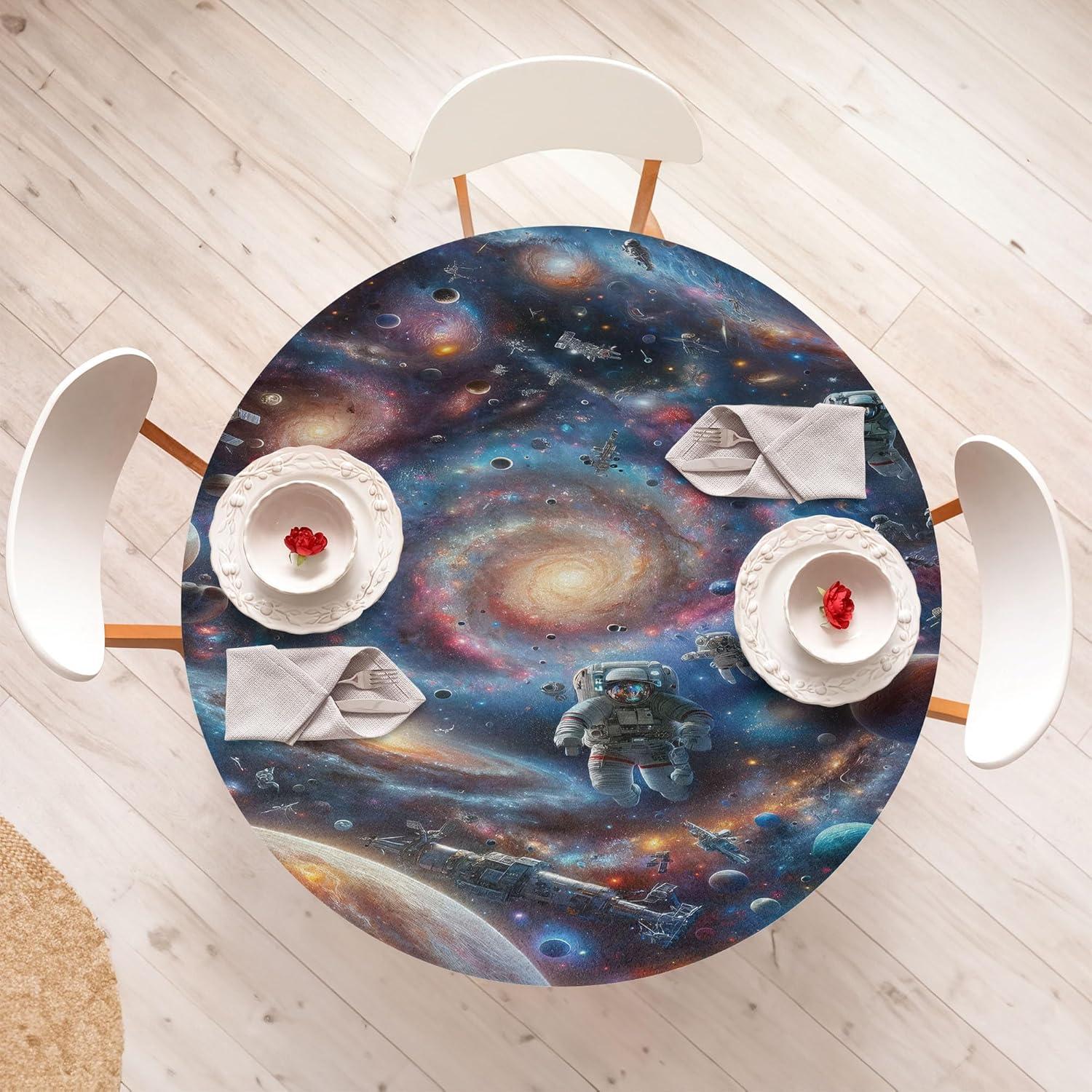 imageAmbesonne Ice Cream Fitted Round Tablecloth Delicate Pattern of Colorful Design Dots and Hearts on Plain Back Cartoon All Around Elastic Fabric Table Cover 40 44 Diameter Pink Blue ApricotBlue Indigo Multicolor