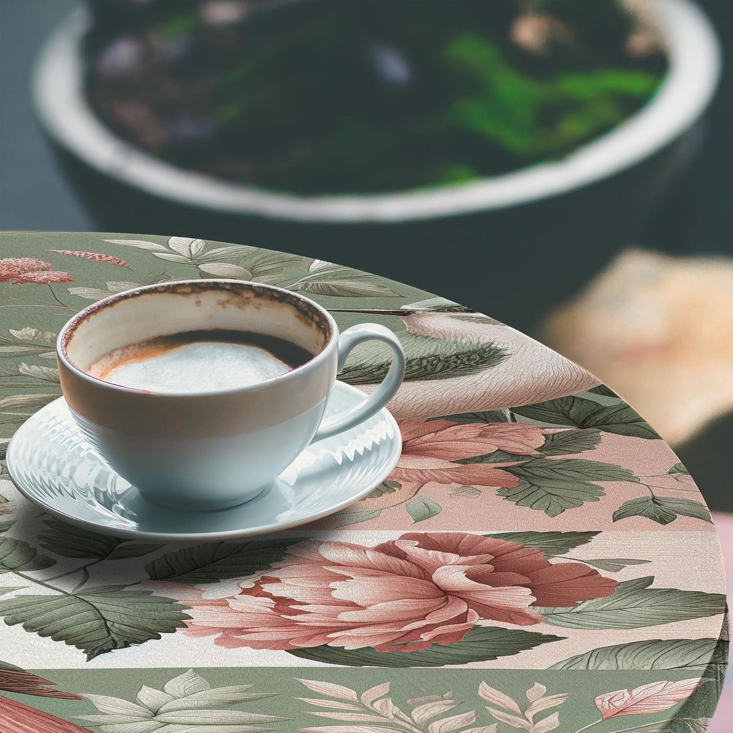 imageAmbesonne Ice Cream Fitted Round Tablecloth Delicate Pattern of Colorful Design Dots and Hearts on Plain Back Cartoon All Around Elastic Fabric Table Cover 40 44 Diameter Pink Blue ApricotLaurel Green Blush White