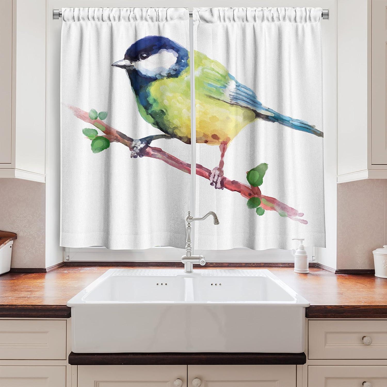 imageAmbesonne Red Kitchen Curtains Cartoon Style Motorcycle Bike Illustration on The White Background Design Print Window Drapes 2 Panel Set for Kitchen Cafe Decor 55 X 39 Black RubyGreen Navy