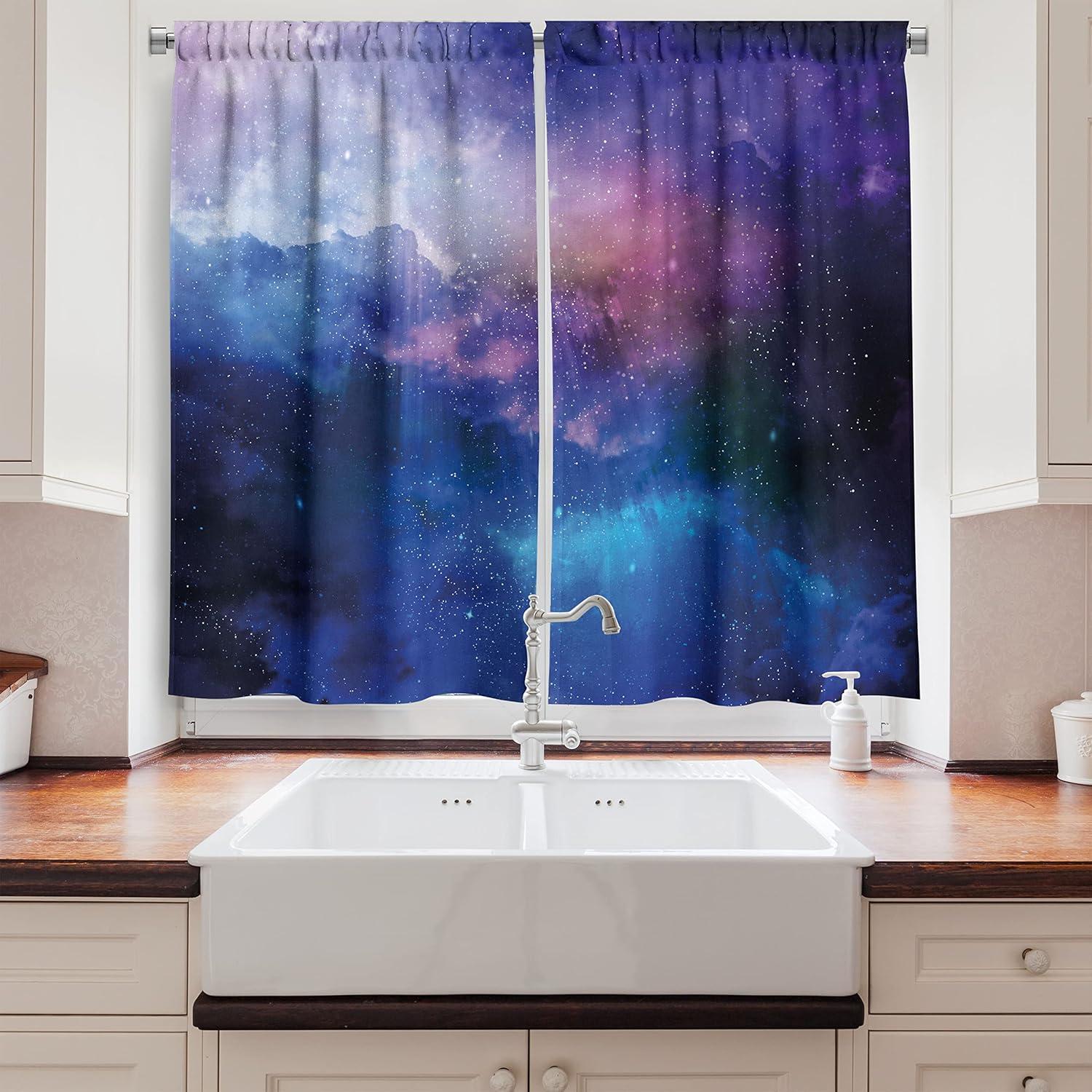 imageAmbesonne Red Kitchen Curtains Cartoon Style Motorcycle Bike Illustration on The White Background Design Print Window Drapes 2 Panel Set for Kitchen Cafe Decor 55 X 39 Black RubyNavy Purple