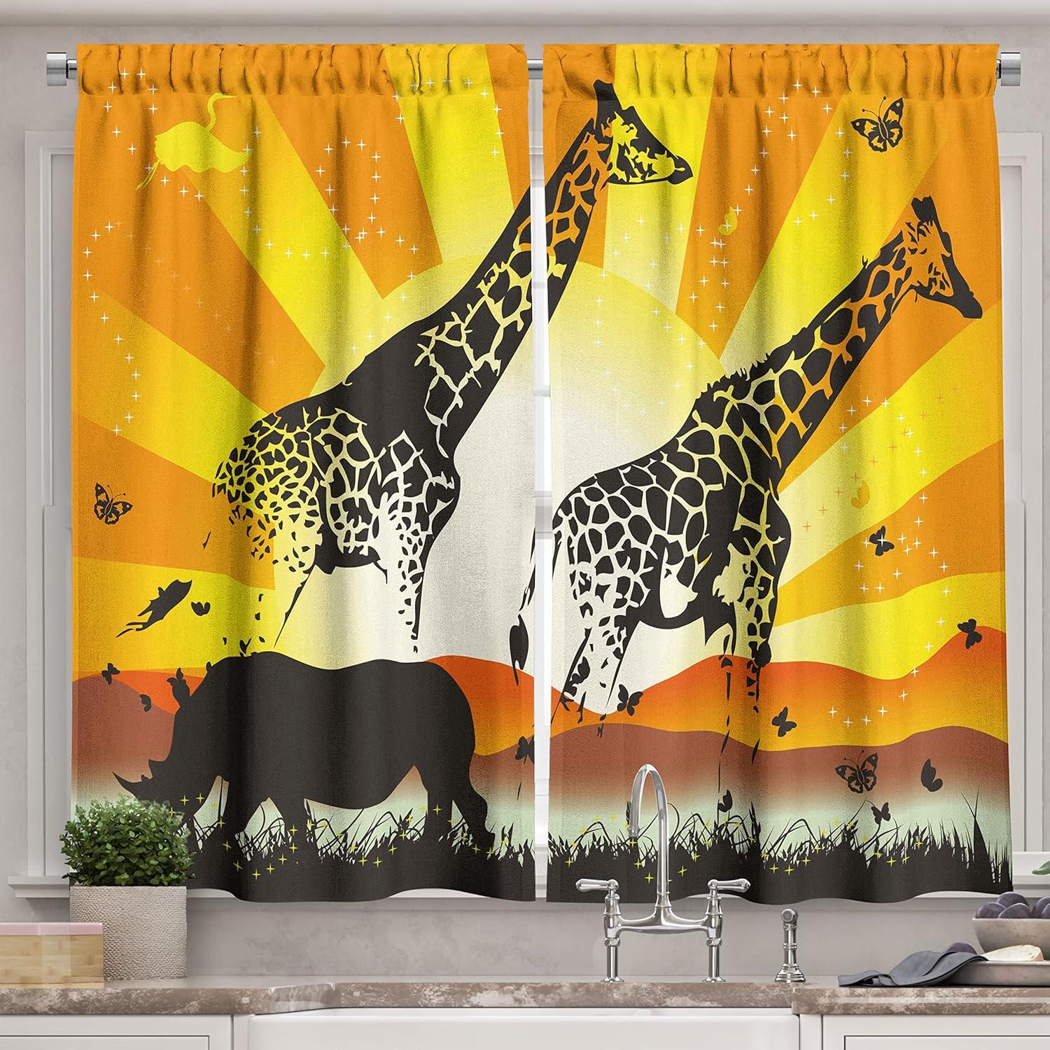 imageAmbesonne Red Kitchen Curtains Cartoon Style Motorcycle Bike Illustration on The White Background Design Print Window Drapes 2 Panel Set for Kitchen Cafe Decor 55 X 39 Black RubyOrange Yellow