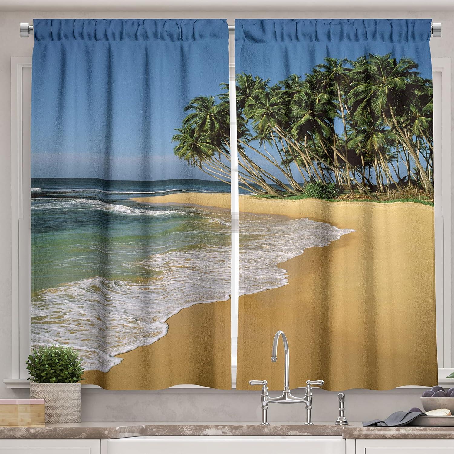 imageAmbesonne Red Kitchen Curtains Cartoon Style Motorcycle Bike Illustration on The White Background Design Print Window Drapes 2 Panel Set for Kitchen Cafe Decor 55 X 39 Black RubyCream Blue
