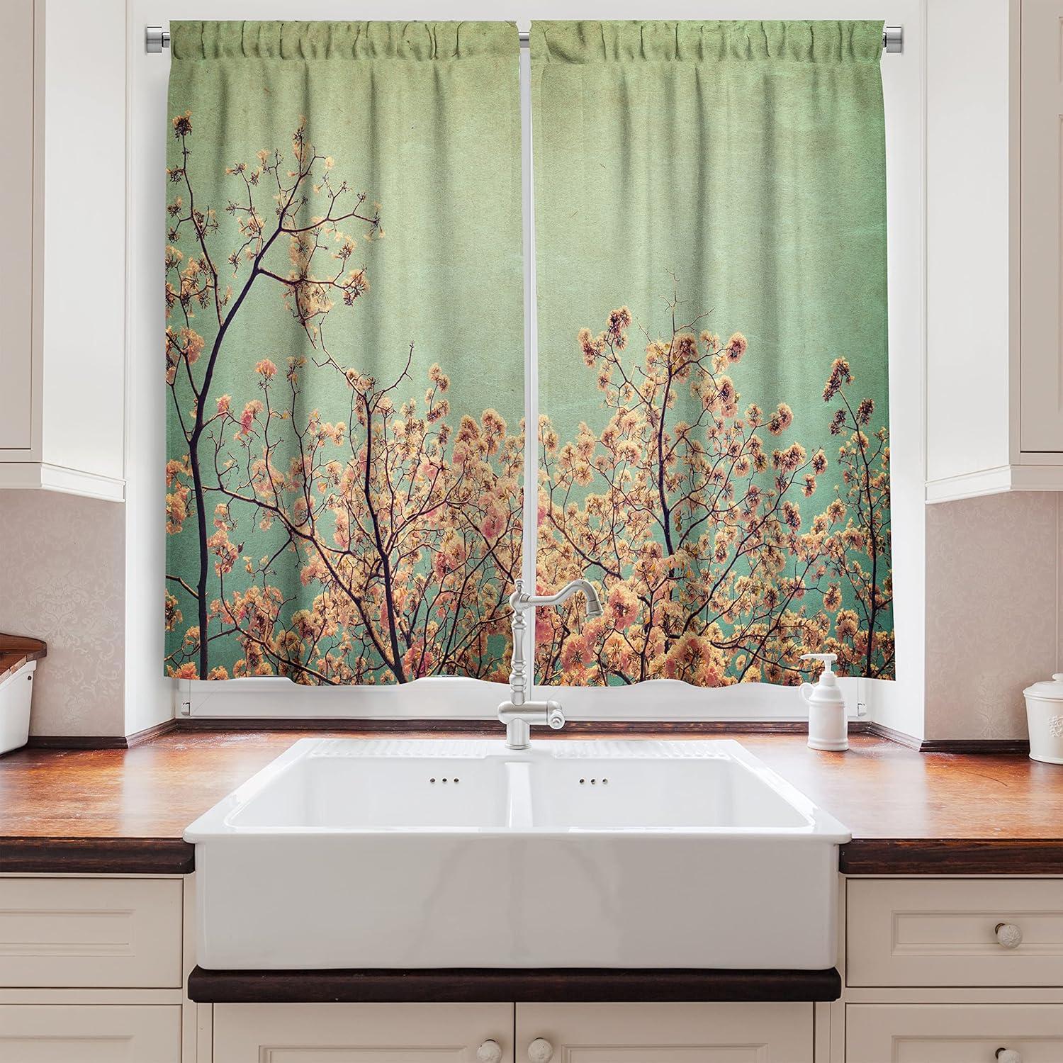imageAmbesonne Red Kitchen Curtains Cartoon Style Motorcycle Bike Illustration on The White Background Design Print Window Drapes 2 Panel Set for Kitchen Cafe Decor 55 X 39 Black RubyGreen Taupe