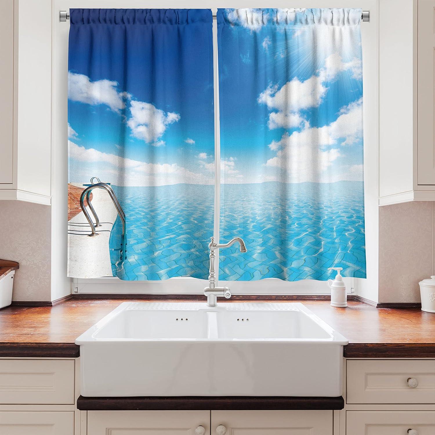 imageAmbesonne Red Kitchen Curtains Cartoon Style Motorcycle Bike Illustration on The White Background Design Print Window Drapes 2 Panel Set for Kitchen Cafe Decor 55 X 39 Black RubyWhite Turquoise