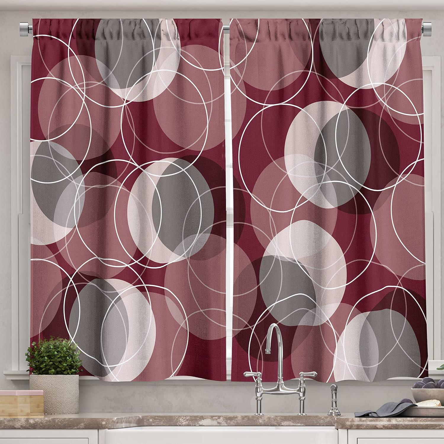 imageAmbesonne Red Kitchen Curtains Cartoon Style Motorcycle Bike Illustration on The White Background Design Print Window Drapes 2 Panel Set for Kitchen Cafe Decor 55 X 39 Black RubyMaroon Peach