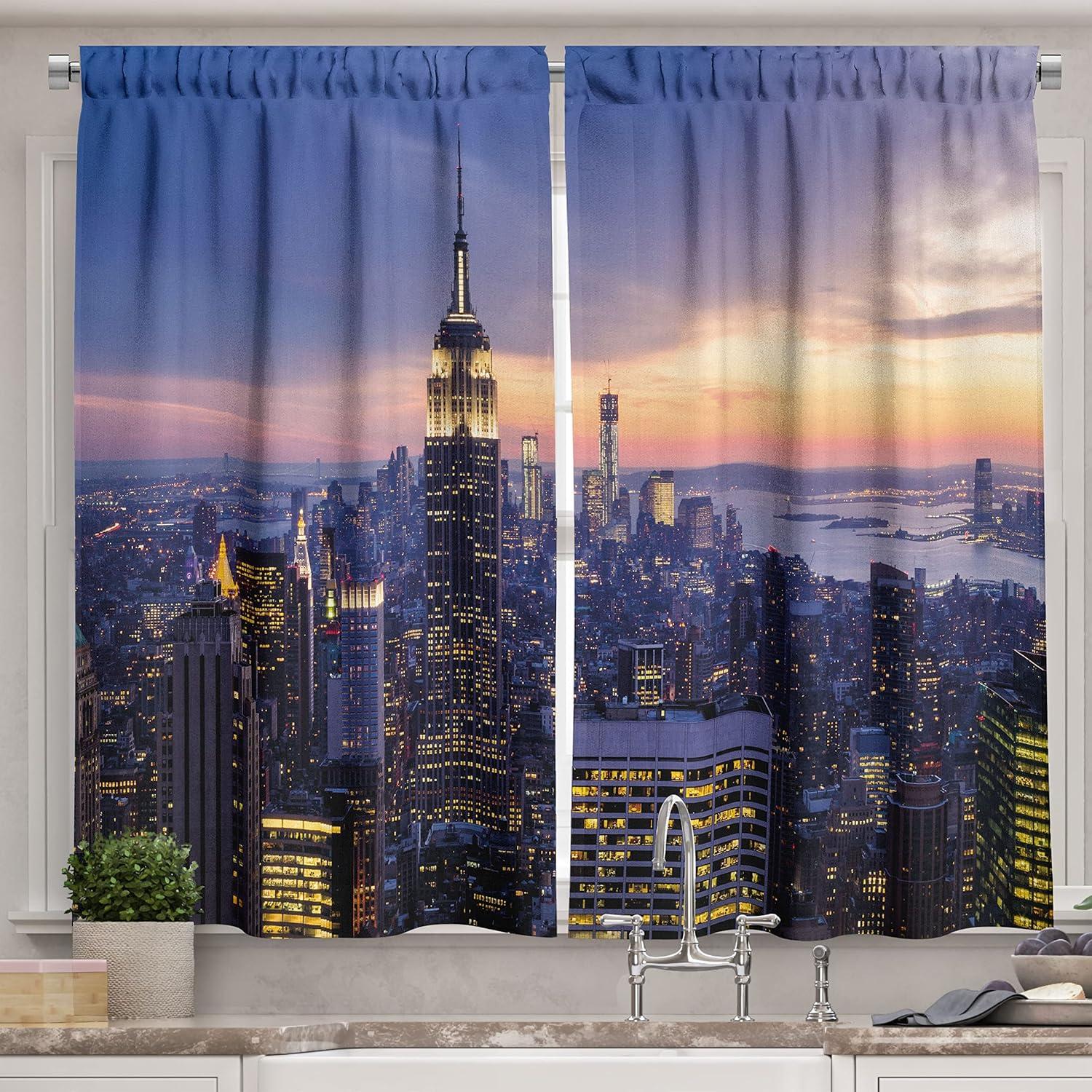 imageAmbesonne Red Kitchen Curtains Cartoon Style Motorcycle Bike Illustration on The White Background Design Print Window Drapes 2 Panel Set for Kitchen Cafe Decor 55 X 39 Black RubyBlue Orange