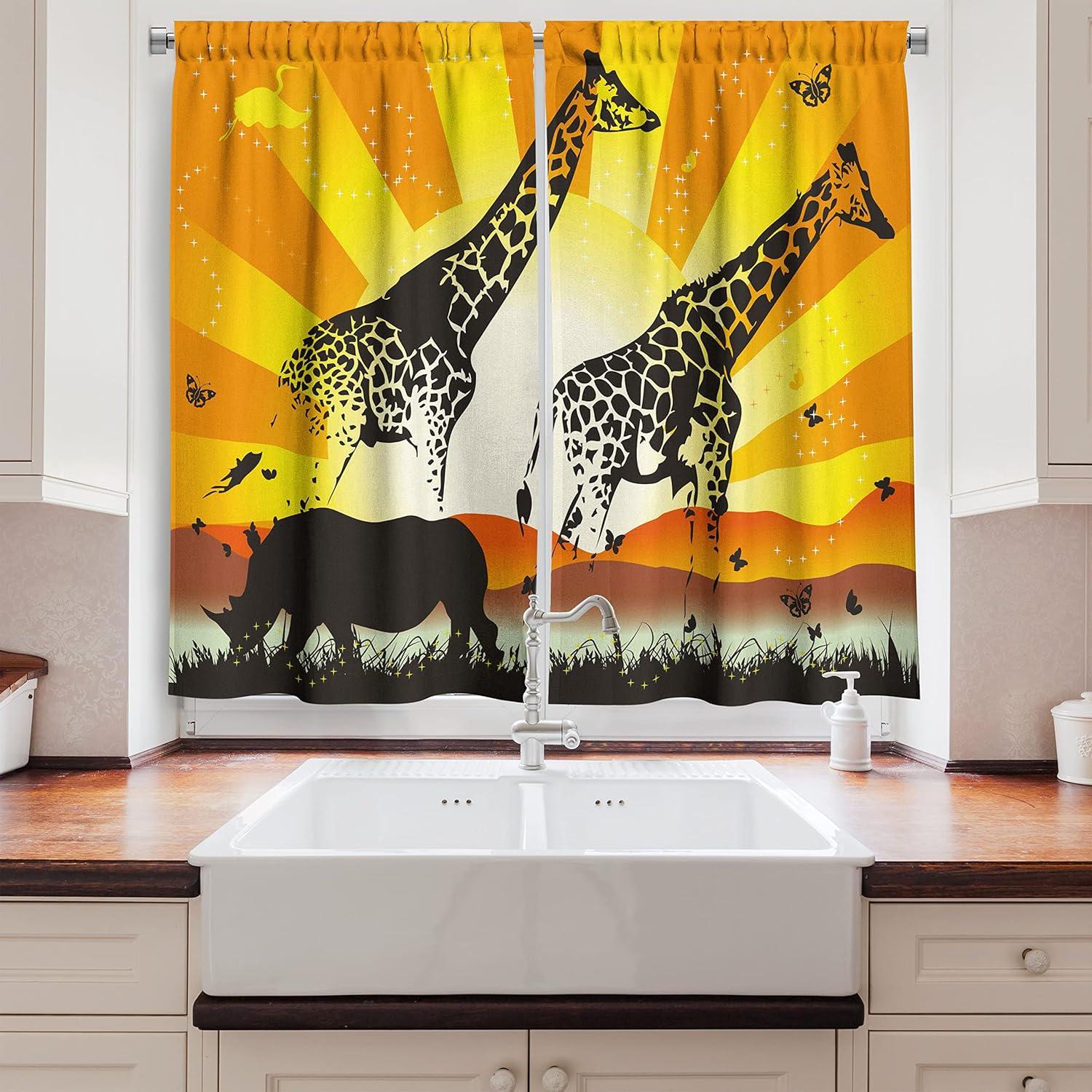 imageAmbesonne Red Kitchen Curtains Cartoon Style Motorcycle Bike Illustration on The White Background Design Print Window Drapes 2 Panel Set for Kitchen Cafe Decor 55 X 39 Black RubyOrange Yellow