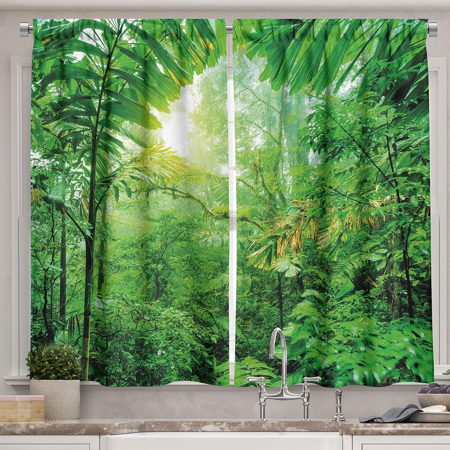 imageAmbesonne Red Kitchen Curtains Cartoon Style Motorcycle Bike Illustration on The White Background Design Print Window Drapes 2 Panel Set for Kitchen Cafe Decor 55 X 39 Black RubyGreen Yellow