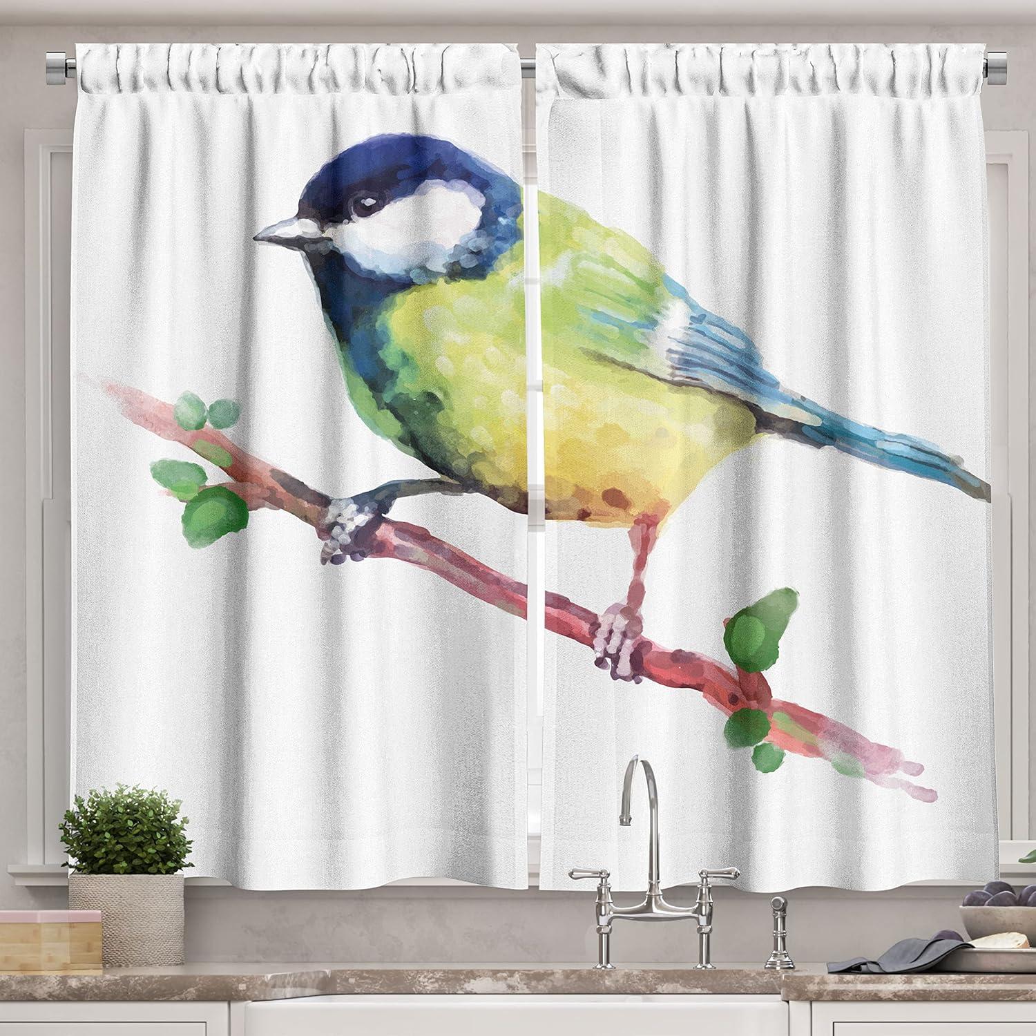 imageAmbesonne Red Kitchen Curtains Cartoon Style Motorcycle Bike Illustration on The White Background Design Print Window Drapes 2 Panel Set for Kitchen Cafe Decor 55 X 39 Black RubyGreen Navy