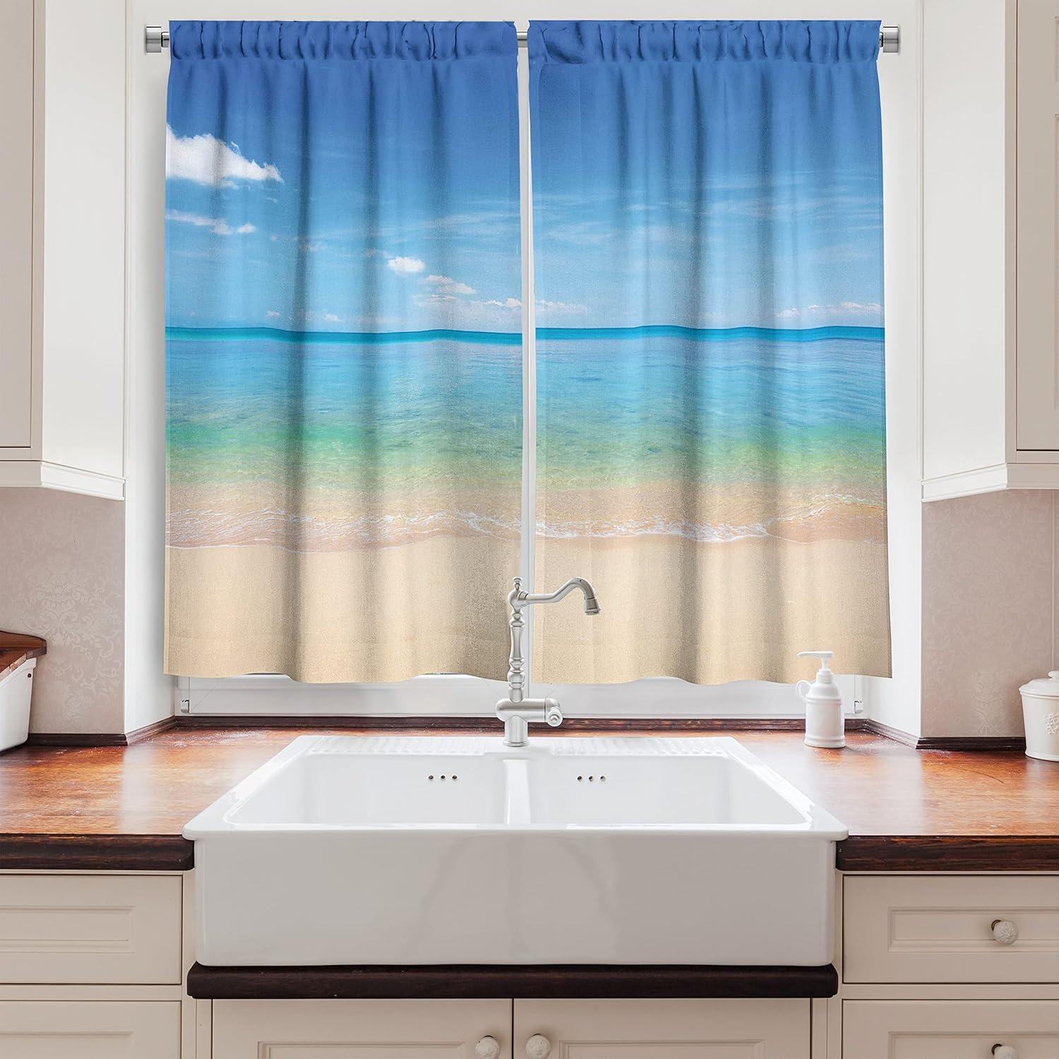 imageAmbesonne Red Kitchen Curtains Cartoon Style Motorcycle Bike Illustration on The White Background Design Print Window Drapes 2 Panel Set for Kitchen Cafe Decor 55 X 39 Black RubyCream Sky Blue Turquoise