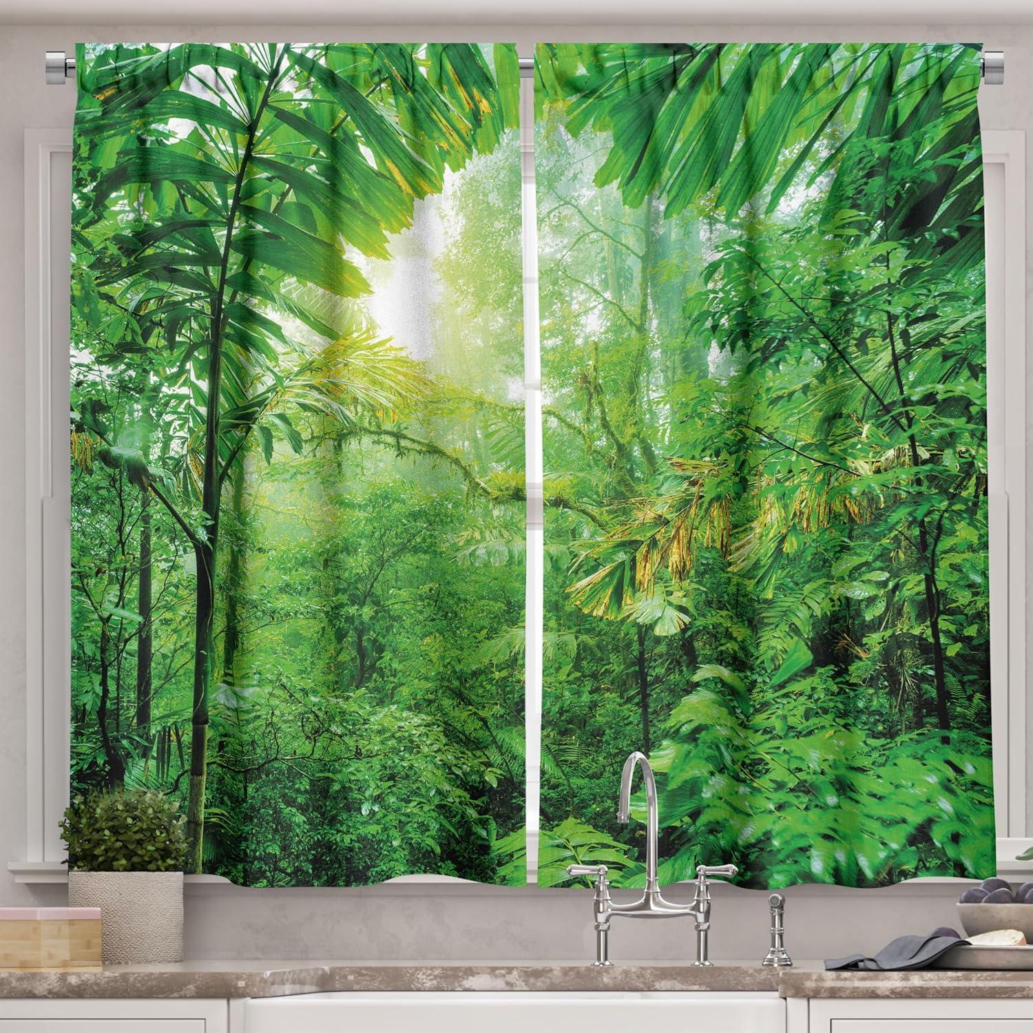 imageAmbesonne Red Kitchen Curtains Cartoon Style Motorcycle Bike Illustration on The White Background Design Print Window Drapes 2 Panel Set for Kitchen Cafe Decor 55 X 39 Black RubyGreen Yellow