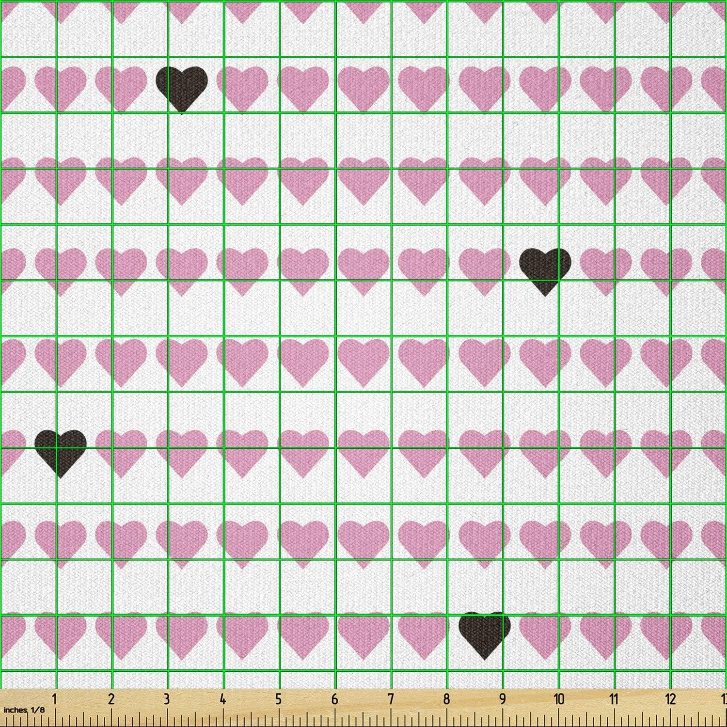 imageAmbesonne Vintage Valentine Fabric by The Yard Horizontal Order Pattern Bicolour Hearts Symmetry Stretch Knit Fabric for Clothing Sewing and Arts Crafts 1 Yard Charcoal Grey PinkCharcoal Grey Pink