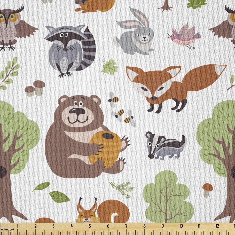 imageAmbesonne Boxer Dog Fabric by The Yard Cartoon Purebred Dogs Paw Prints and Bones Microfiber Fabric for Arts and Crafts Textiles amp Decor 1 Yard Brown CaramelGreen Brown