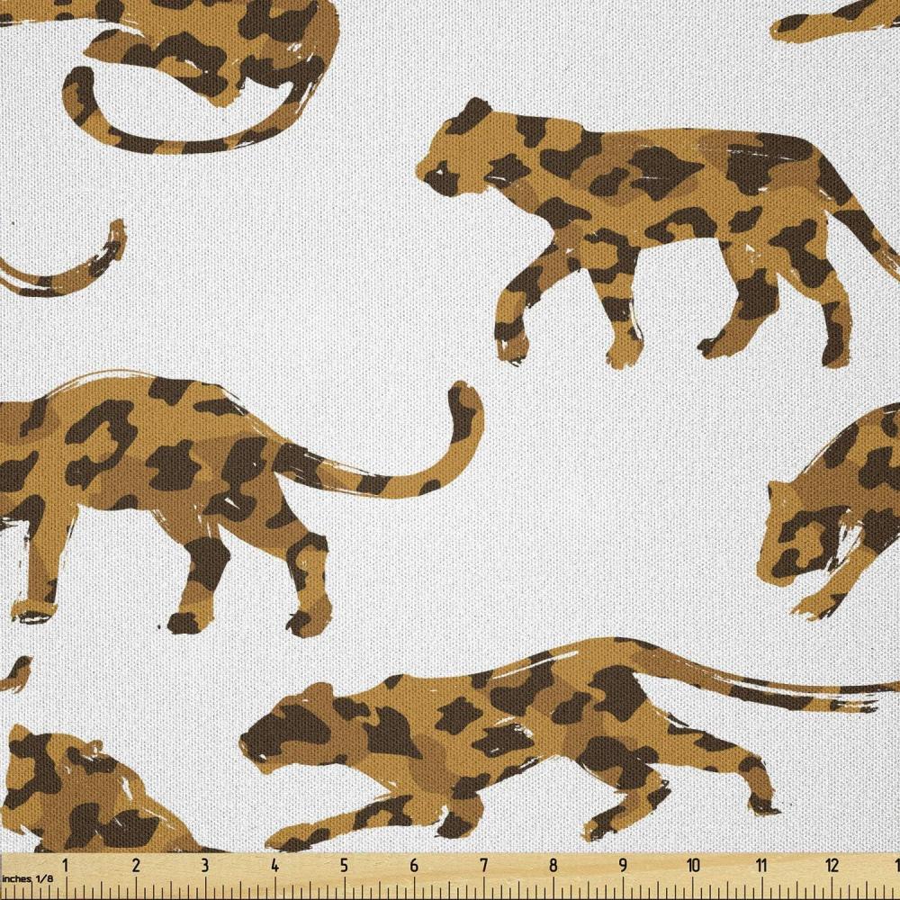 imageAmbesonne Boxer Dog Fabric by The Yard Cartoon Purebred Dogs Paw Prints and Bones Microfiber Fabric for Arts and Crafts Textiles amp Decor 1 Yard Brown CaramelPale Brown