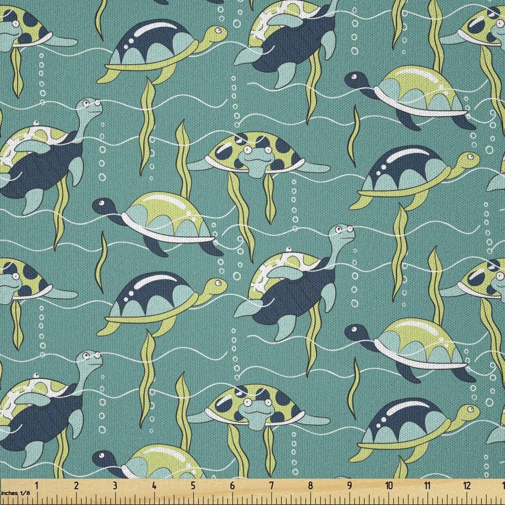 imageAmbesonne Boxer Dog Fabric by The Yard Cartoon Purebred Dogs Paw Prints and Bones Microfiber Fabric for Arts and Crafts Textiles amp Decor 1 Yard Brown CaramelTeal