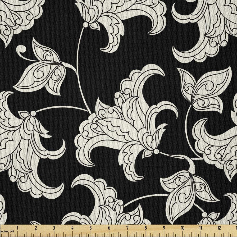 imageAmbesonne Boxer Dog Fabric by The Yard Cartoon Purebred Dogs Paw Prints and Bones Microfiber Fabric for Arts and Crafts Textiles amp Decor 1 Yard Brown CaramelBlack Ivory