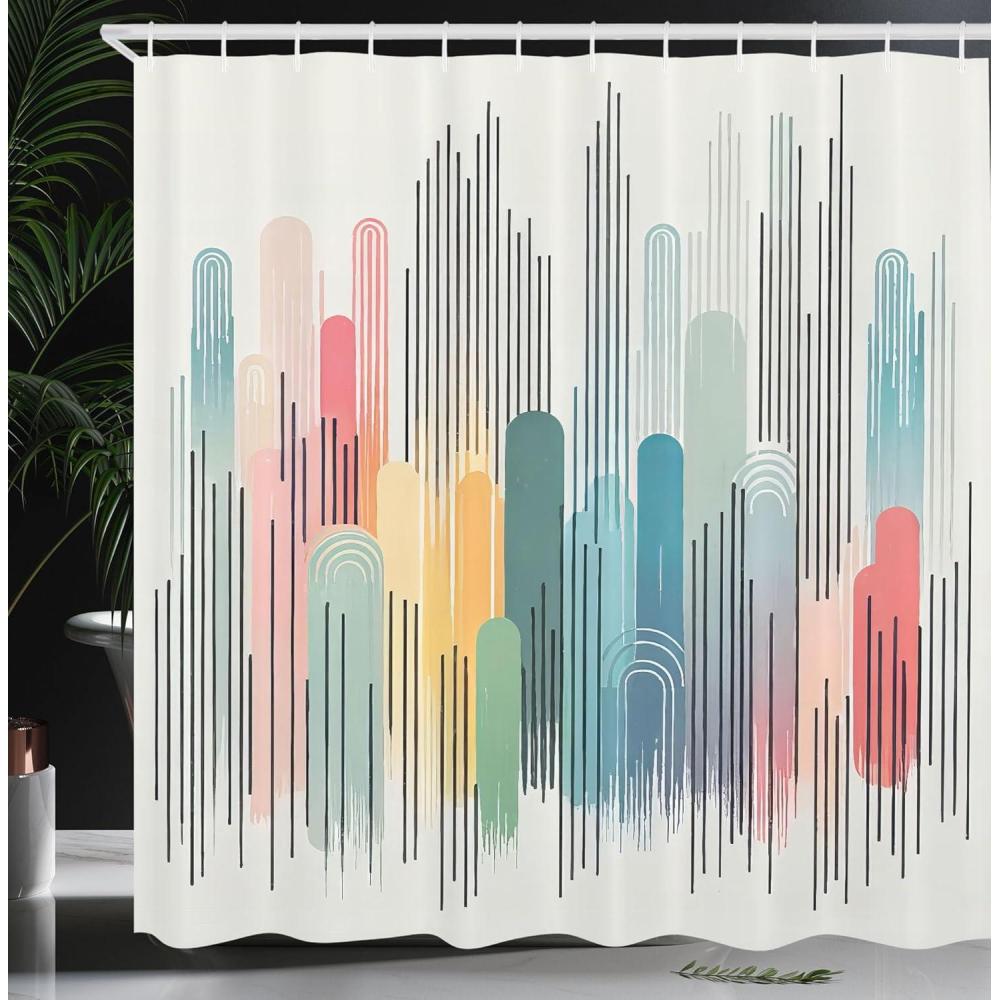imageAmbesonne Cartoon Stall Shower Curtain Happy Rubber Duck and Bubbles Pattern Theme Art Fabric Bathroom Decor Set with Hooks 36 W x 72 L Yellow AquaMulticolor White Grey